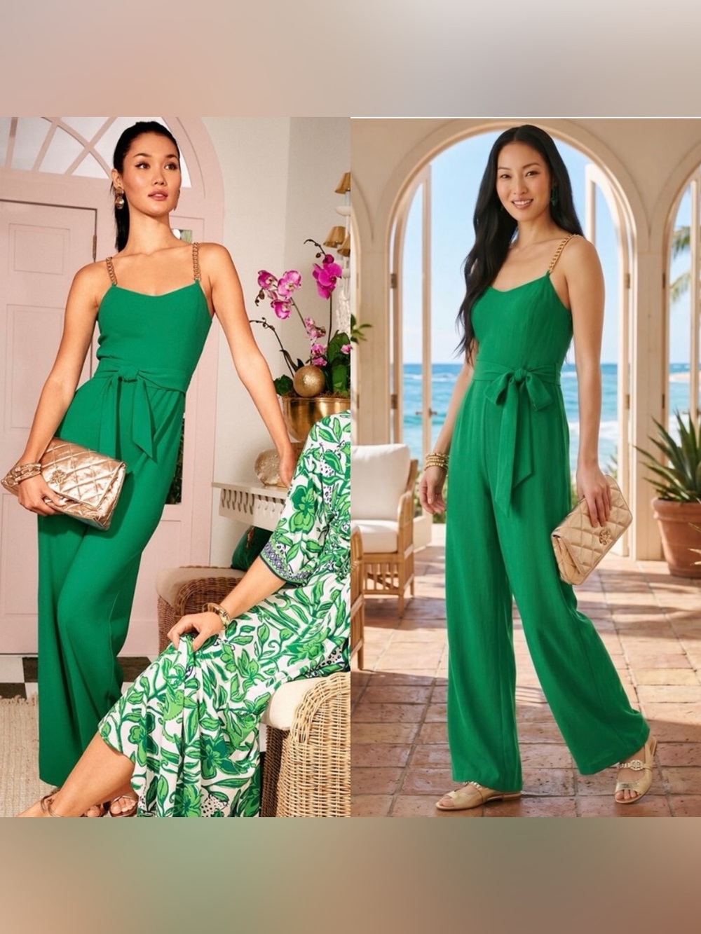 Lilly Pulitzer Zemira Jumpsuit Fiddle Leaf Green Size 16